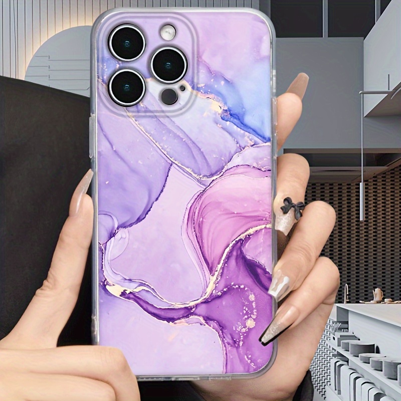 

Colored Marble Texture Clear Phone Case For 15 14 11 Pro Max 15ultra 12mini Xr Xs X 7 8 6 6s Plus Se2020/2022 Transparent Shock-proof Fall-proof Protection Cover Shell