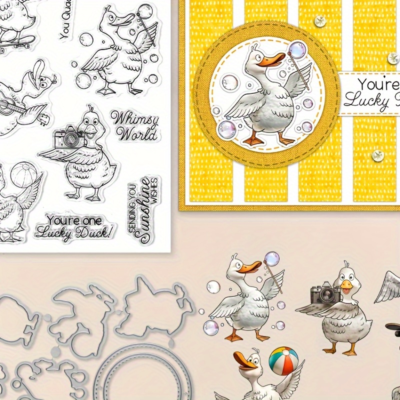 

Cute Cartoon Ducks Cutting Dies Clear Stamp Set Diy Scrapbooking Supplies Knife Mold Metal Dies Silicone Stamp For Cards Albums Crafts Decor