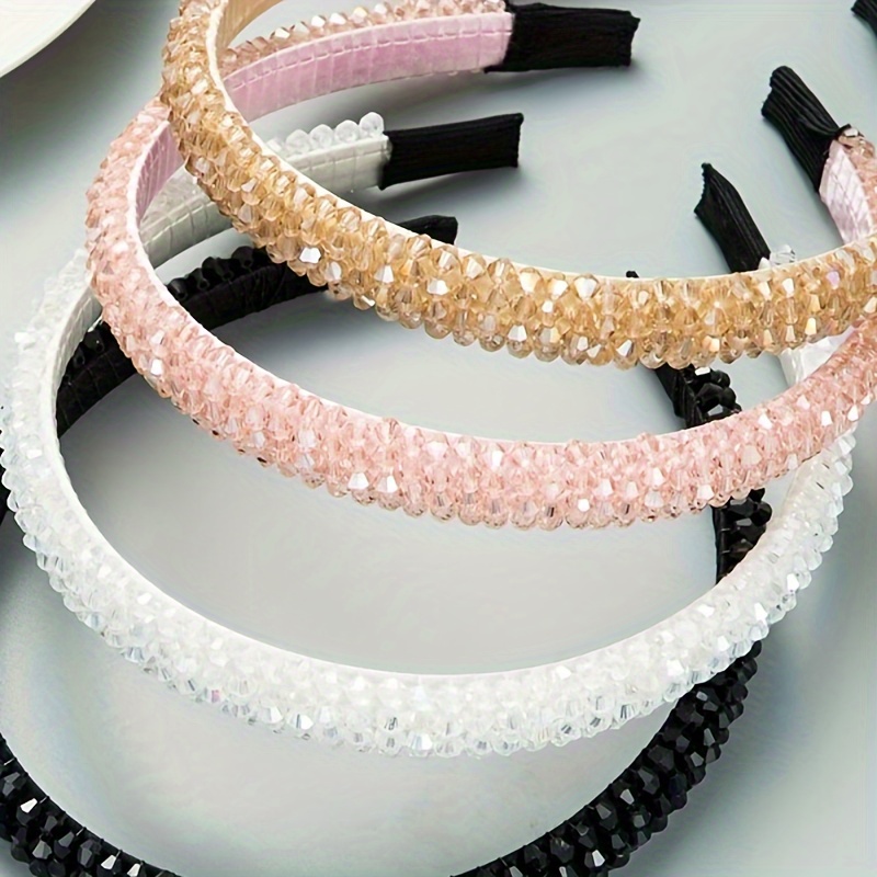

4 Pcs Crystal Beads Headbands Bling Rhinestone Hairband Hair Hoop Band Women Female Hair Accessories