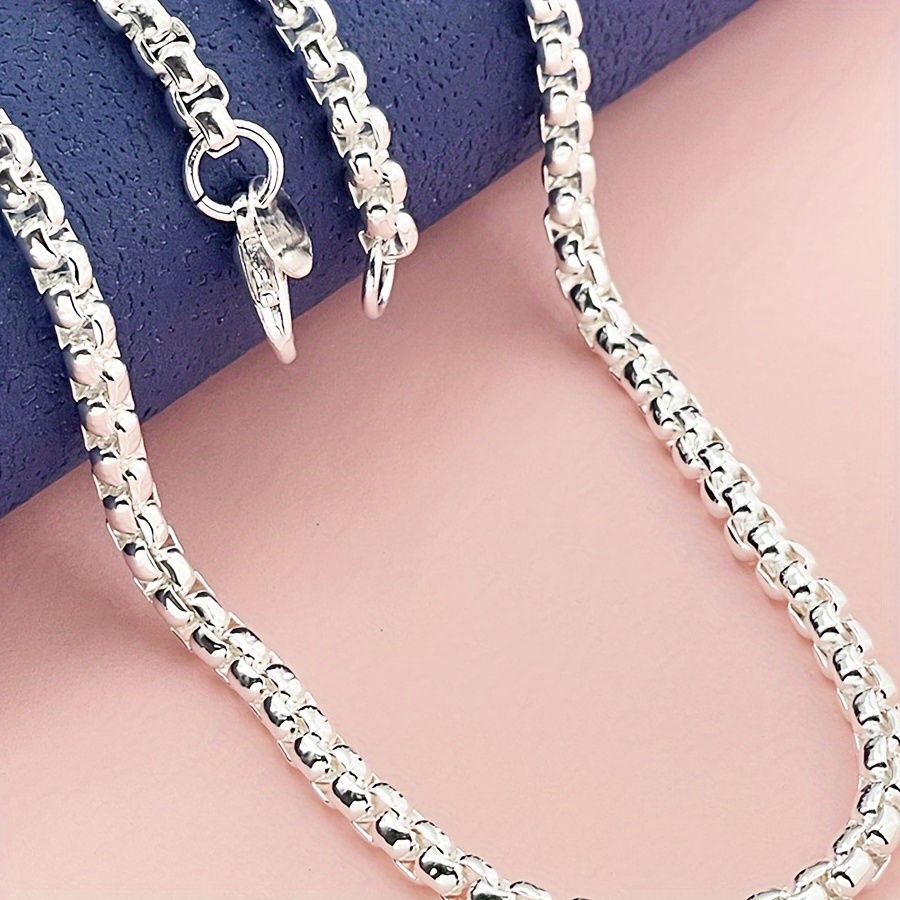 

Elegant 925 Silver Round Box Chain Necklace - Jewelry For , Parties, And Engagement