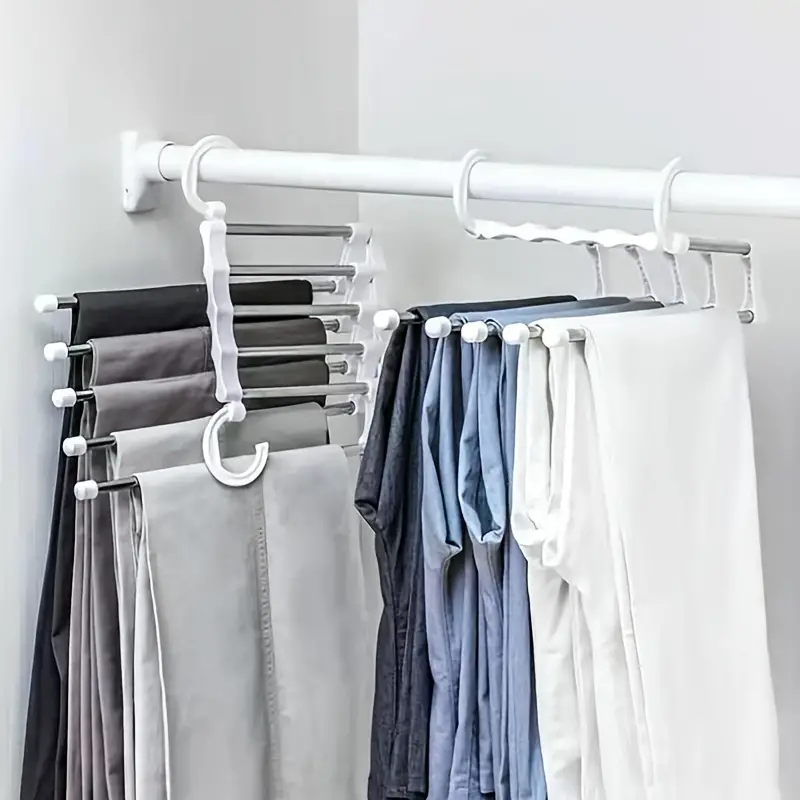 maximize your closet space with this 5 in 1 magic trouser rack hanger details 1