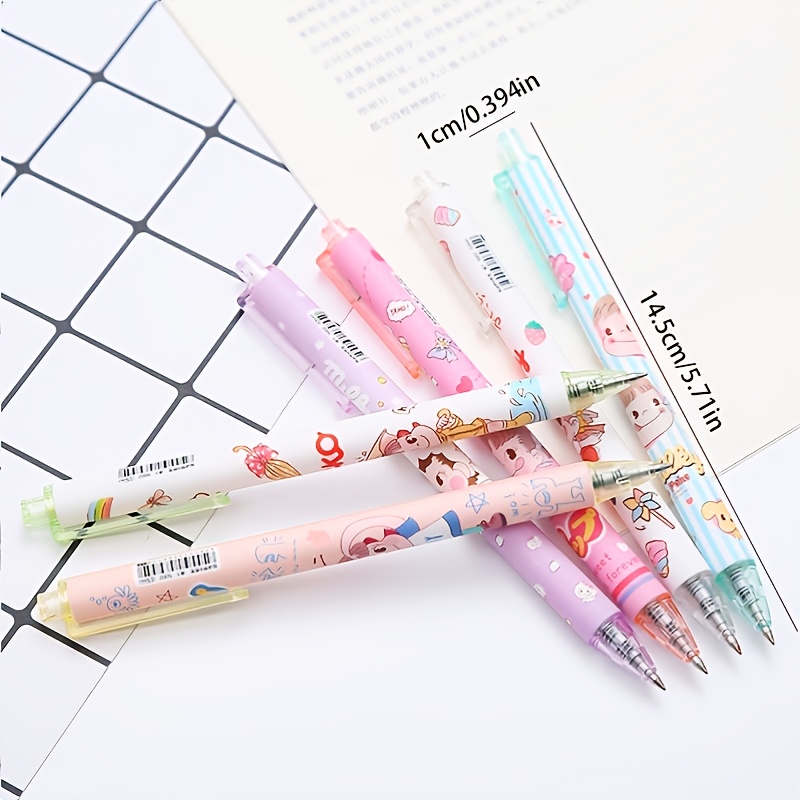 6pcs Ins Cute Student Press Gel Pen Press Cancelleria Ufficio Penna Firmata  A Base Dacqua, Sconti