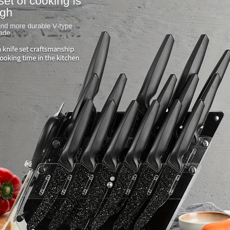 Wanbasion 16 Pieces Black Kitchen Knife Set Dishwasher Safe
