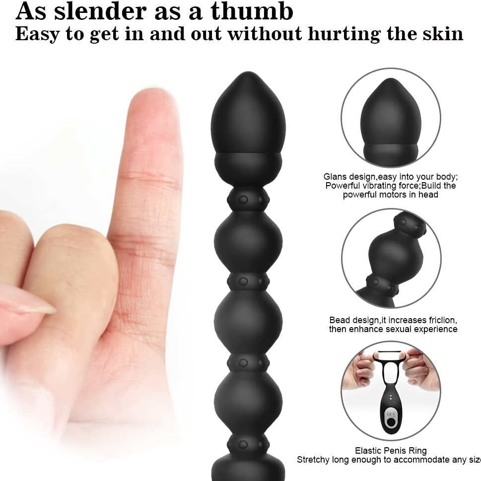Usb Rechargeable Anal Beads Butt Plug 10 Speeds Vibrator With Remote Control and Waterproof Adult Sex Toys For Men, Women, Couples and image