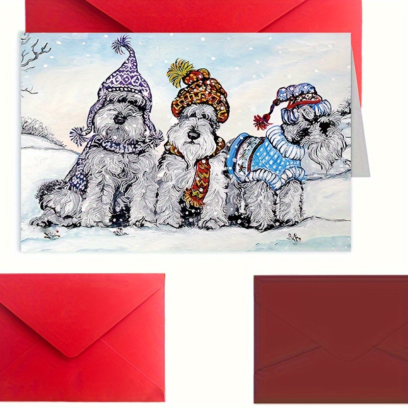 

3d Christmas , 1pc, Schnauzer , For , Greeting , Assorted