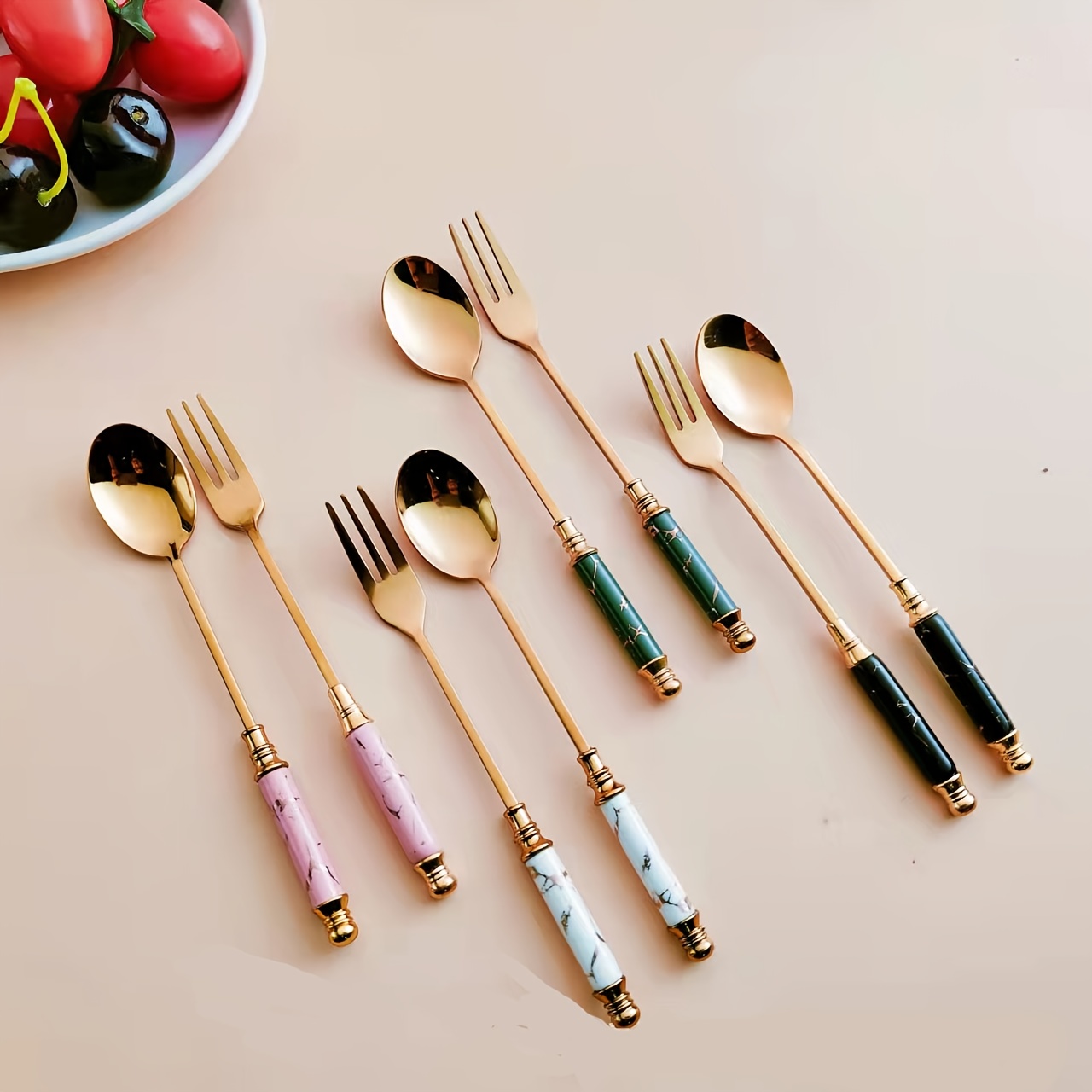 Fruit Fork Retro Cute Square Head Spoon Kitchen Gadget Stainless