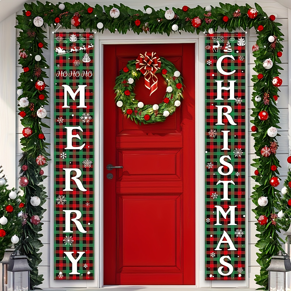 Merry Christmas Porch Sign Buffalo Check Plaid Christmas - Temu