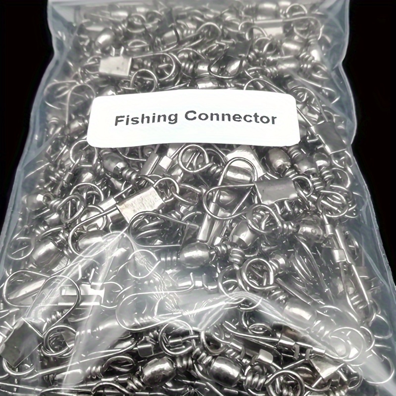 

50-piece Stainless Steel Swivel Fishing Connectors With Snap Pins - Durable Alloy Tackle For Lure Rolling & Fishing Gear Accessories
