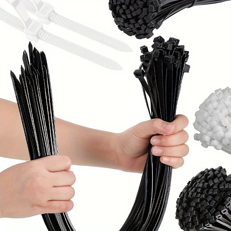 

100pcs Self-locking Nylon Cable Ties, Heavy-duty Plastic Zip Ties, Black/white - Durable Strapping For Organizing And Bundling