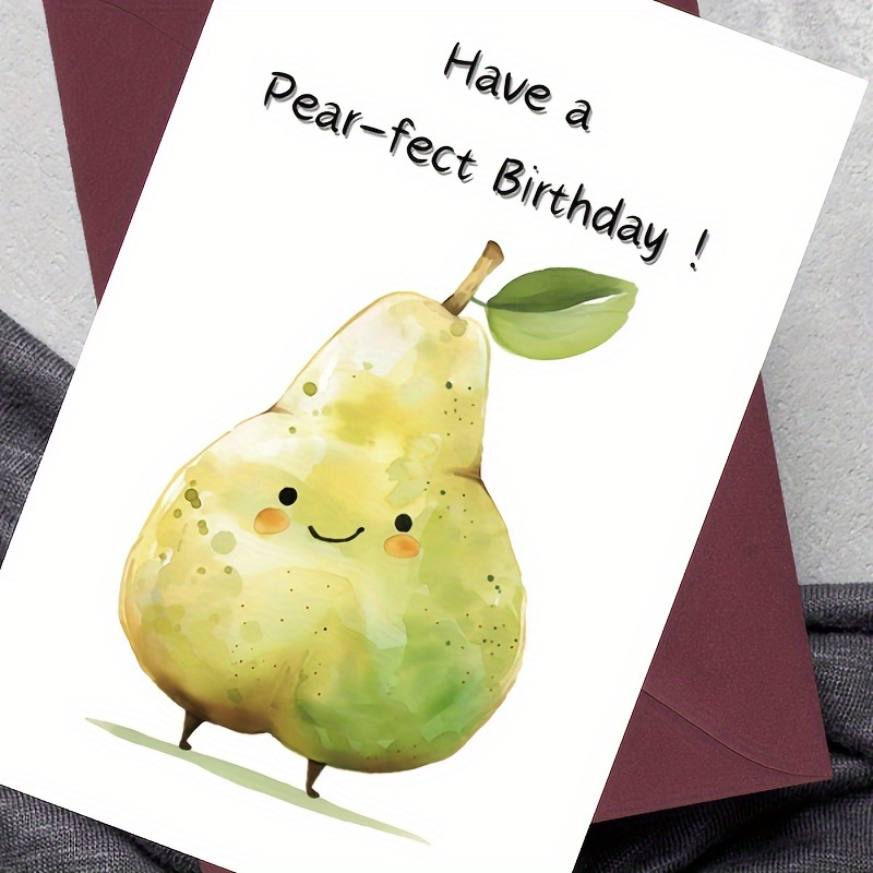 

1pc Cute Pear Card, Festival Greeting Cards, Birthday Card, Give It To Everyone, The Best Gift For Friends And Family, Gift Cards