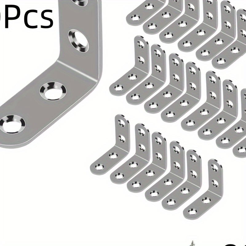 

20pcs/pack L-shaped Right Angle Support Angle Bracket Accessories With Screws, Wardrobe Fixed Divider Wall Plate Bracket, Thickened Angle Code