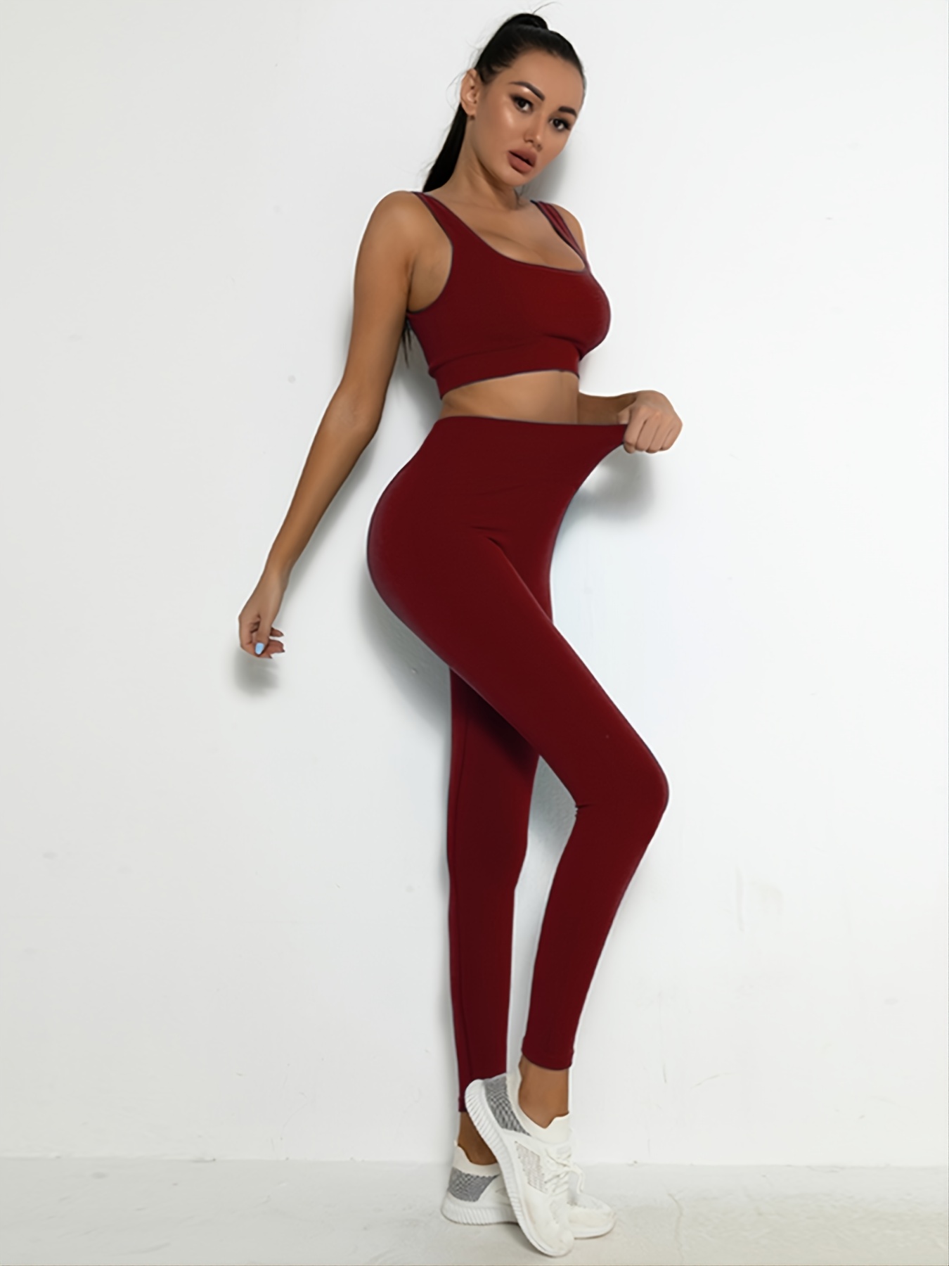 Dark red yoga outlet pants