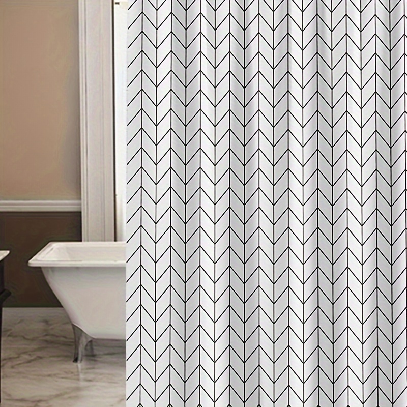

Chic Geometric Shower Curtain Liner With Hooks - Waterproof, Lightweight Bathroom Decor, 71x71in