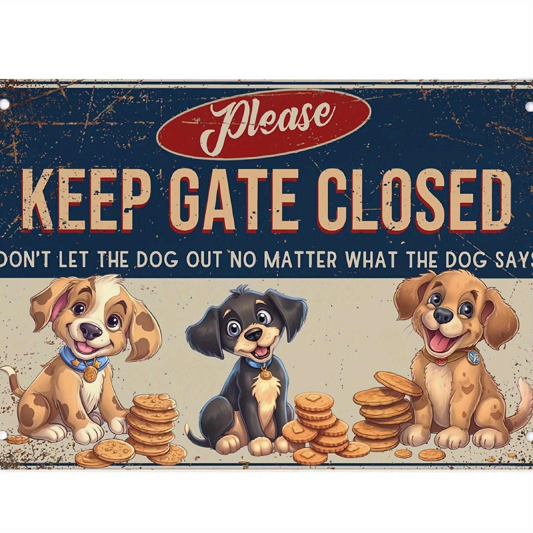 

1pc Vintage Please Keep Gate Closed Dog Sign For Home Kitchen Farmhouse Garden Wall Decoration 7.9x11.9inch Aluminum