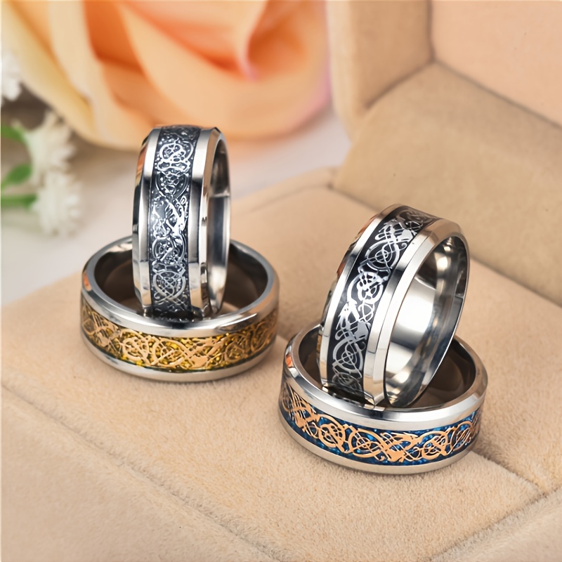 Men's Stylish Dragon Pattern Stainless Steel Ring