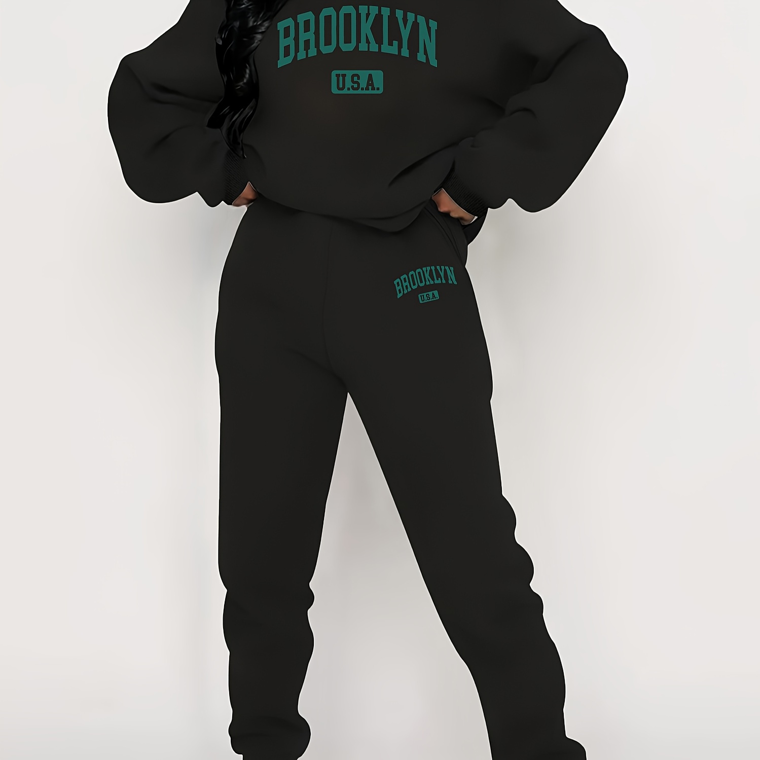 

Letter 's Sweatshirt & Set - , Long Top , For Fall/