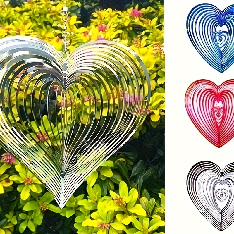 

Heart-shaped Reflective Wind Chimes For Balcony And Garden Decoration - Bird-scaring Device, Plastic, No Electricity Or Battery Needed, Pack Of 1