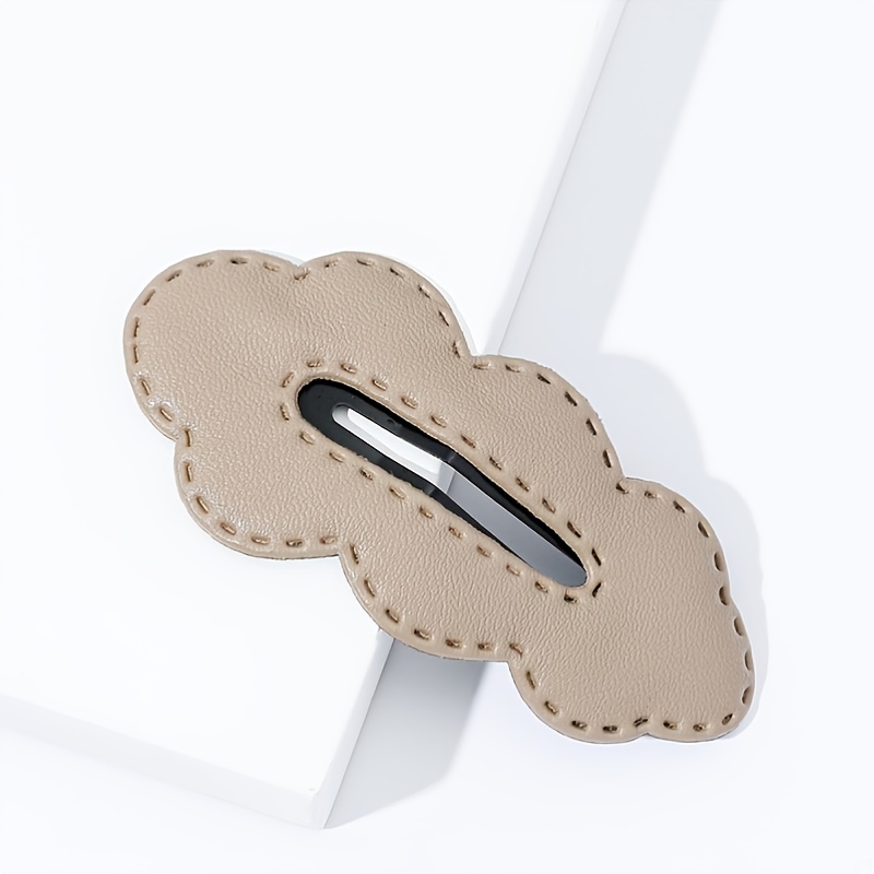 PU Leather Cloud Hair Clip Women's Solid Cartoon Hair Clip