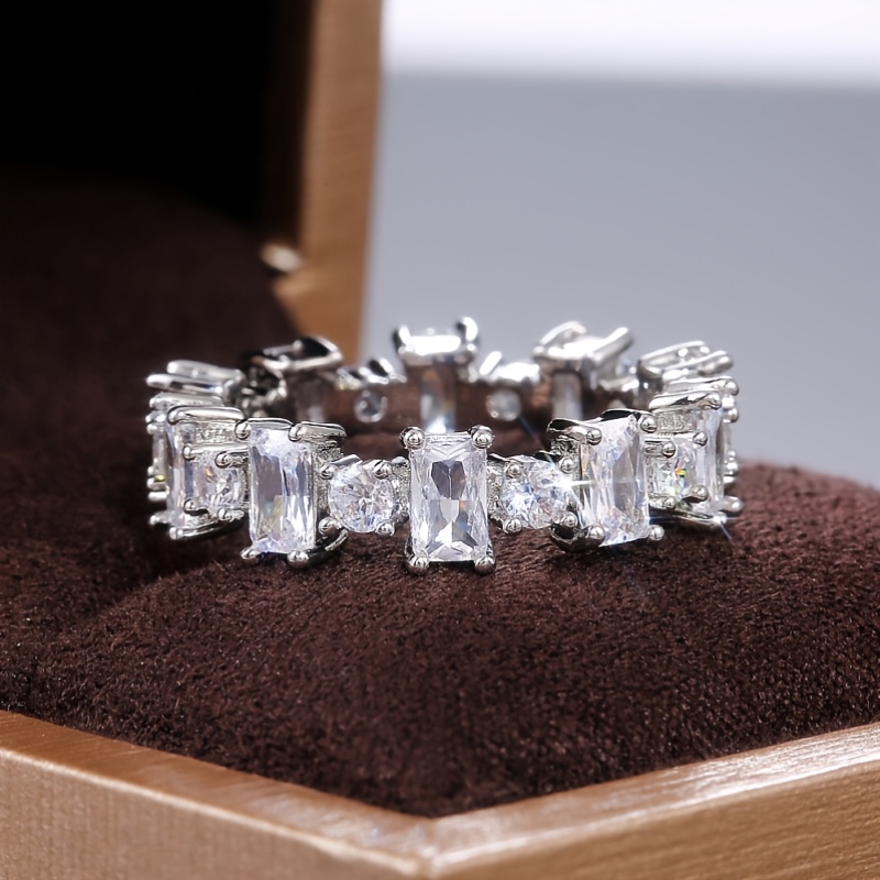 Anillos de compromiso para mujer, anillos de compromiso de plata chapada en  circonita cúbica, anillo de compromiso de aniversario, princesa