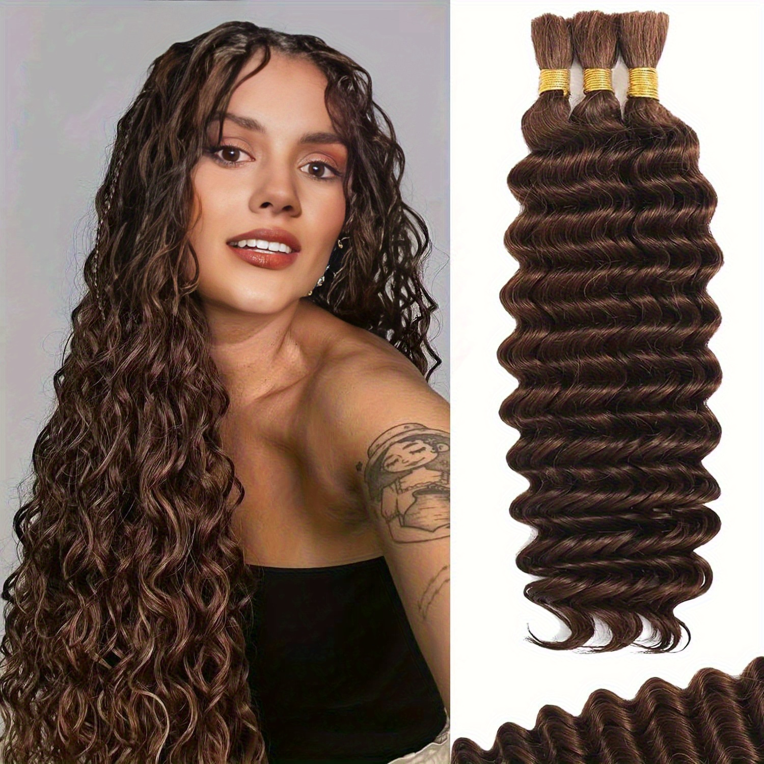 human braiding hair boho braids wave bulk human - Temu Norway display picture 3