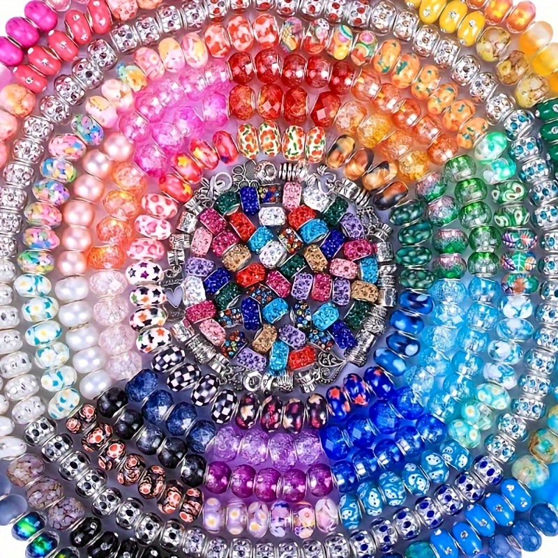 

50//150//200pcs Mixed Of European , Matching Rhinestones, Source , , , Suitable For Bracelet