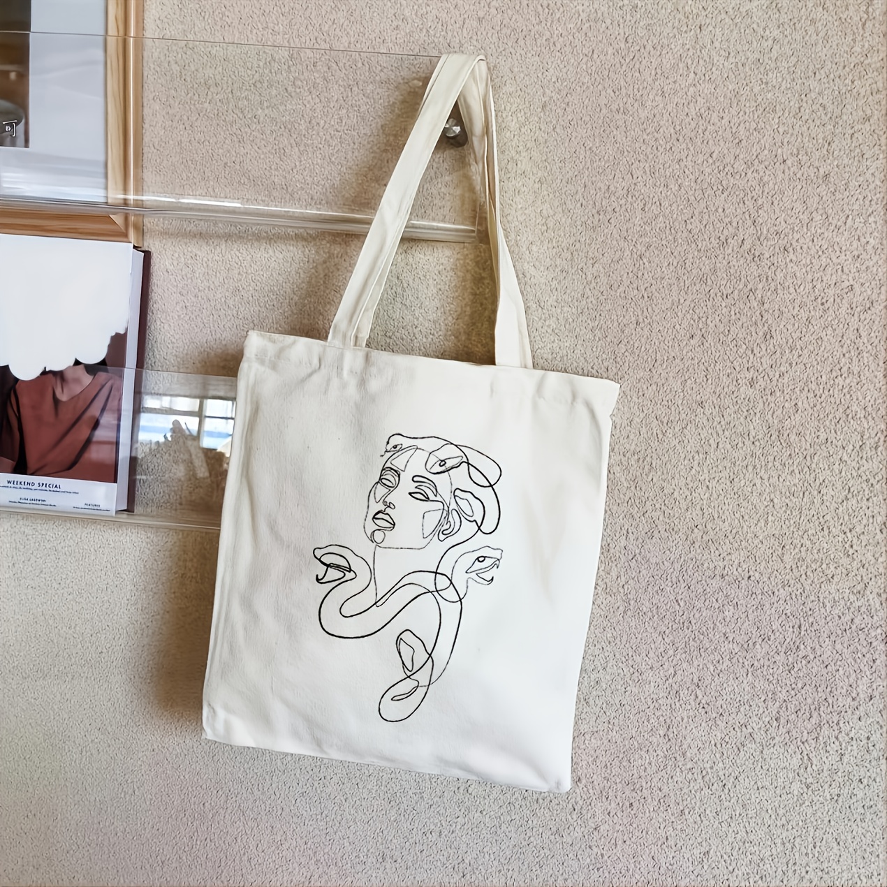 Fashion Canvas Tote Bag, Women's Trendy Shoulder Bag For Work & School,  Casual Music Note Print Shopping Bag - Temu Bahrain