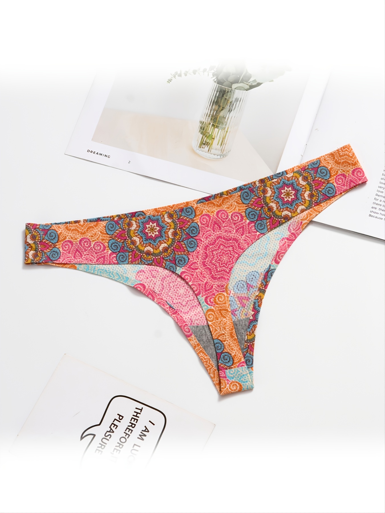 6 Pcs Thong Underwear For Women, Floral Print Breathable Cotton Womens  Thongs Underwear Seamless Thongs For Women
