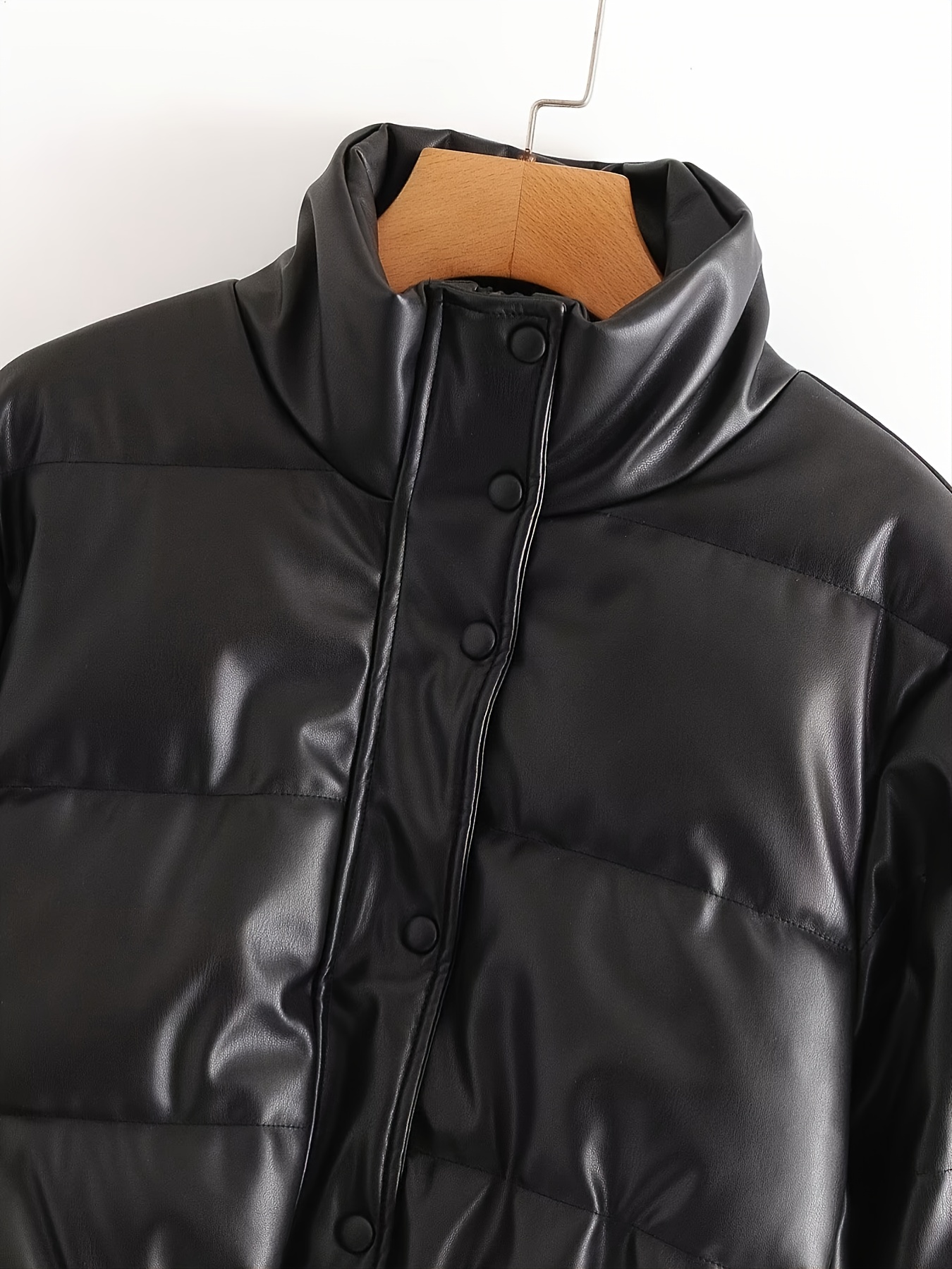 Zara TRF High Neck Crop Puffer Jacket Coat Shiny Black Warm Size