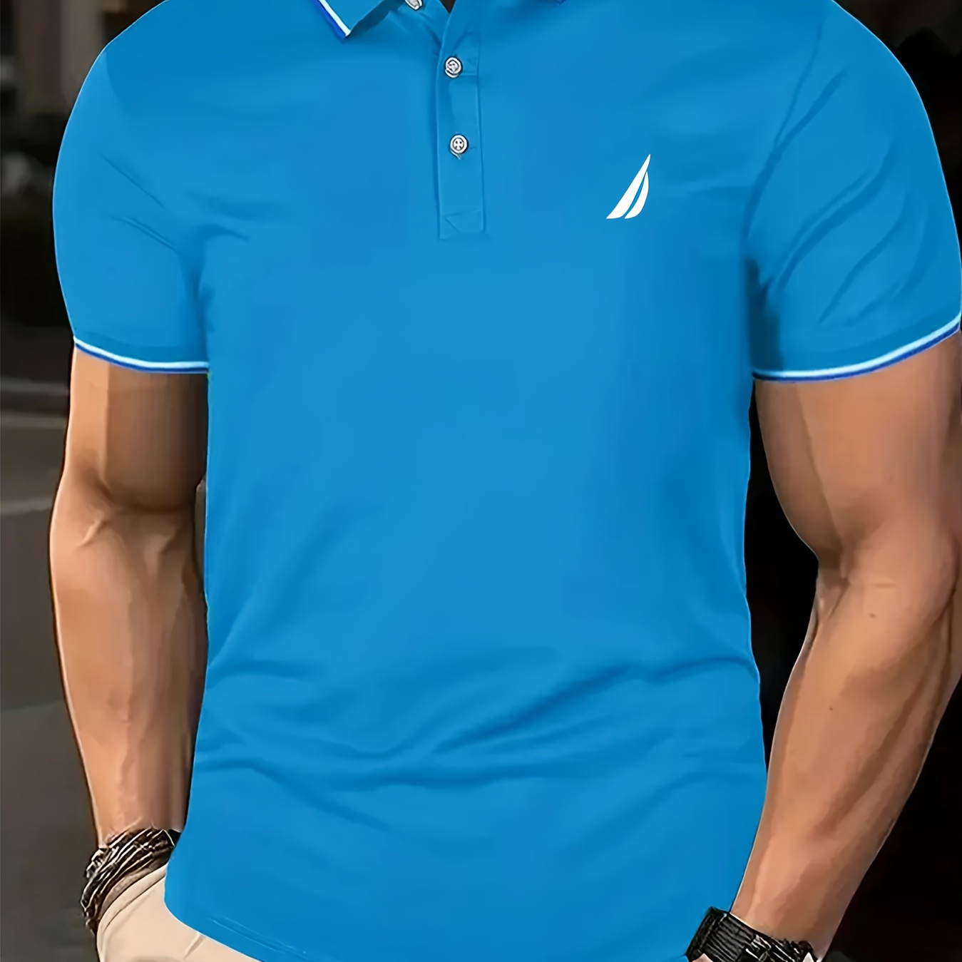 

Geometric Print Men's Breathable Golf Short Sleeve Shirts Sports Top For Athletic Gym Bodybuilding Workout Running Training Men's Clothing