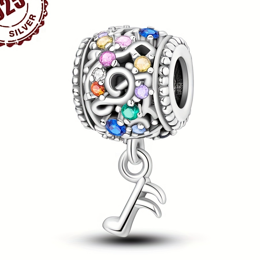 

925 Sterling Silver Charm For Bracelet Necklace Dangle Charms Rainbow Musical Note Barrel Beads Pendants Diy Jewelry Gift For Women Girls