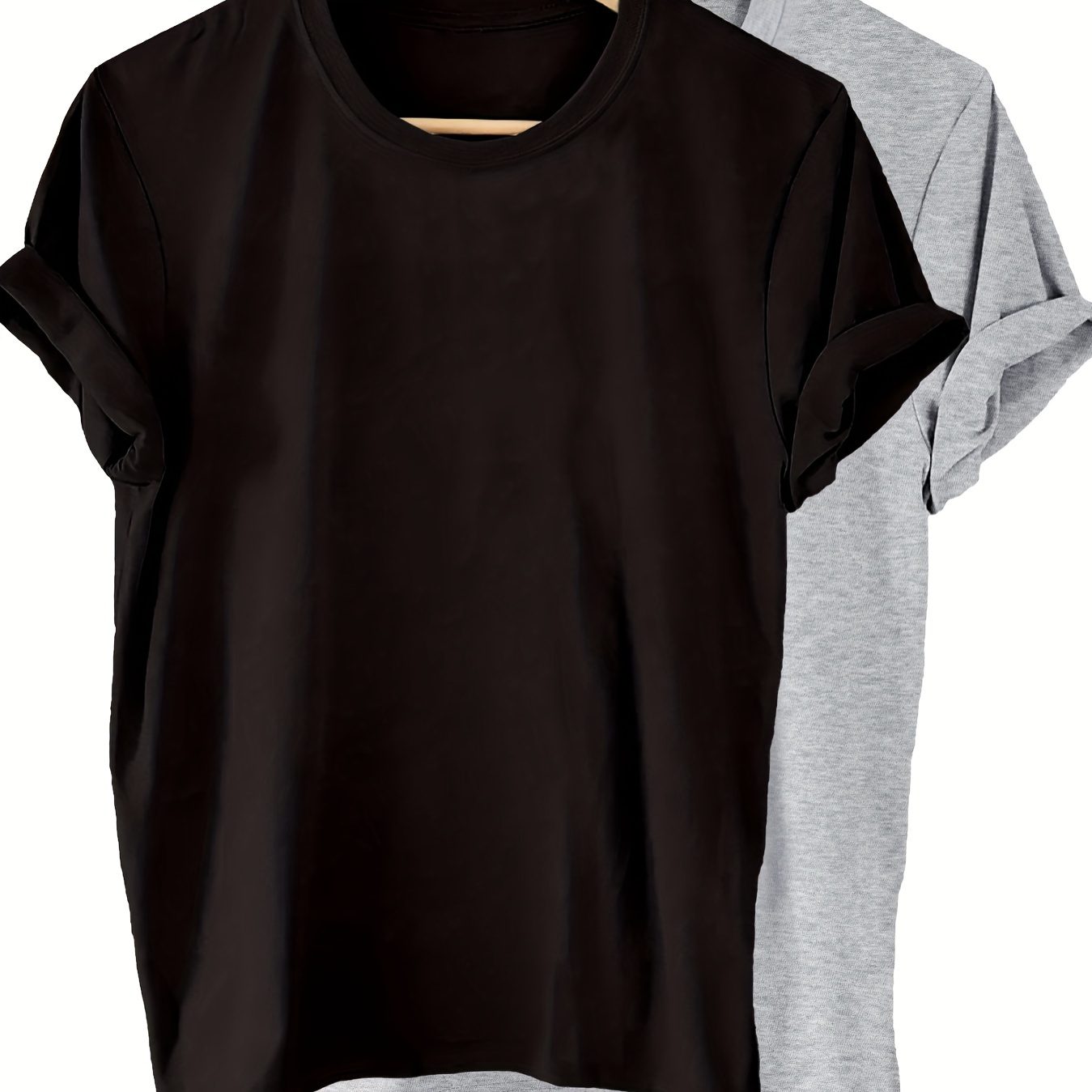 

2 Packs Solid Color T-shirt, Short Sleeve Crew Neck Casual Top For Summer & Spring, Women's Clothing