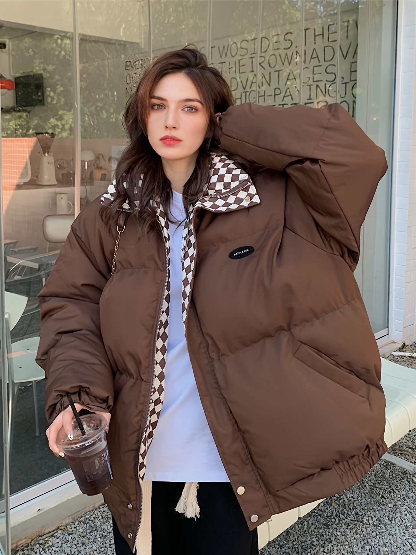 Solid Puffy Warm Coat, Casual Zip Up Long Sleeve Winter Outerwear