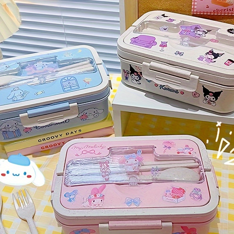 Hello Kitty Lunch Box Sanrio Anime Glass Fresh Bowl Kawaii My Melody  Divider Bento Box with