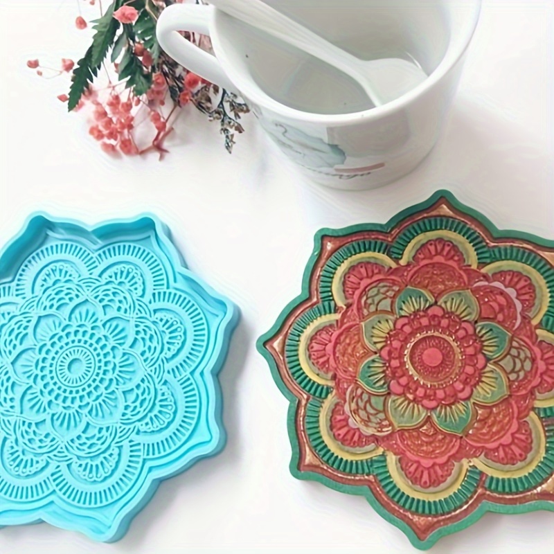 

1pc Mandala Coaster Silicone Mold, Round Tray Cup Mat Epoxy Resin Casting Mould For Diy Resin Crafts Home Decoration Making Tools