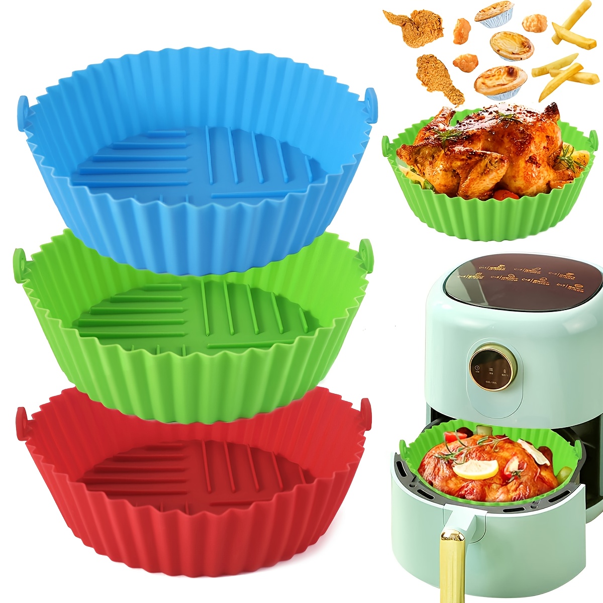 Reusable Silicone Air Fryer Liners Square For 4 7 Qt Air - Temu