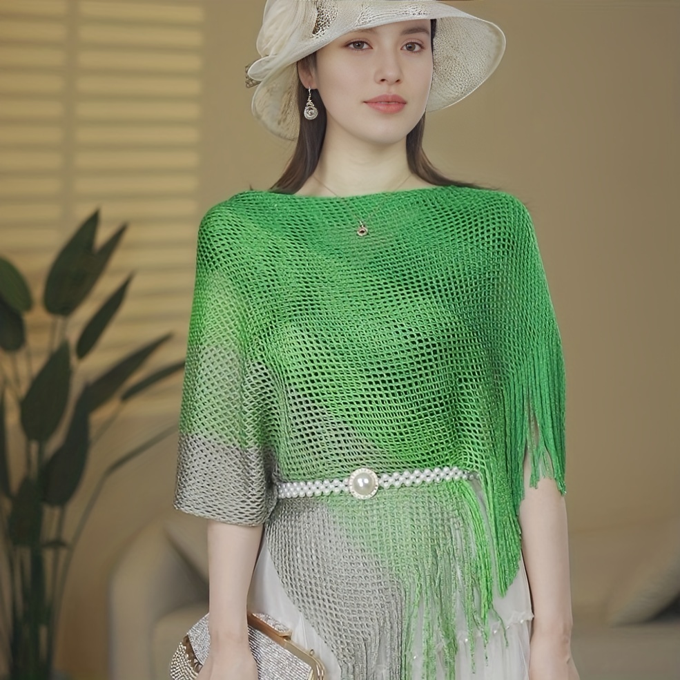 Boho Fringed Shawl Hollow Out Mature Wrap Sunscreen