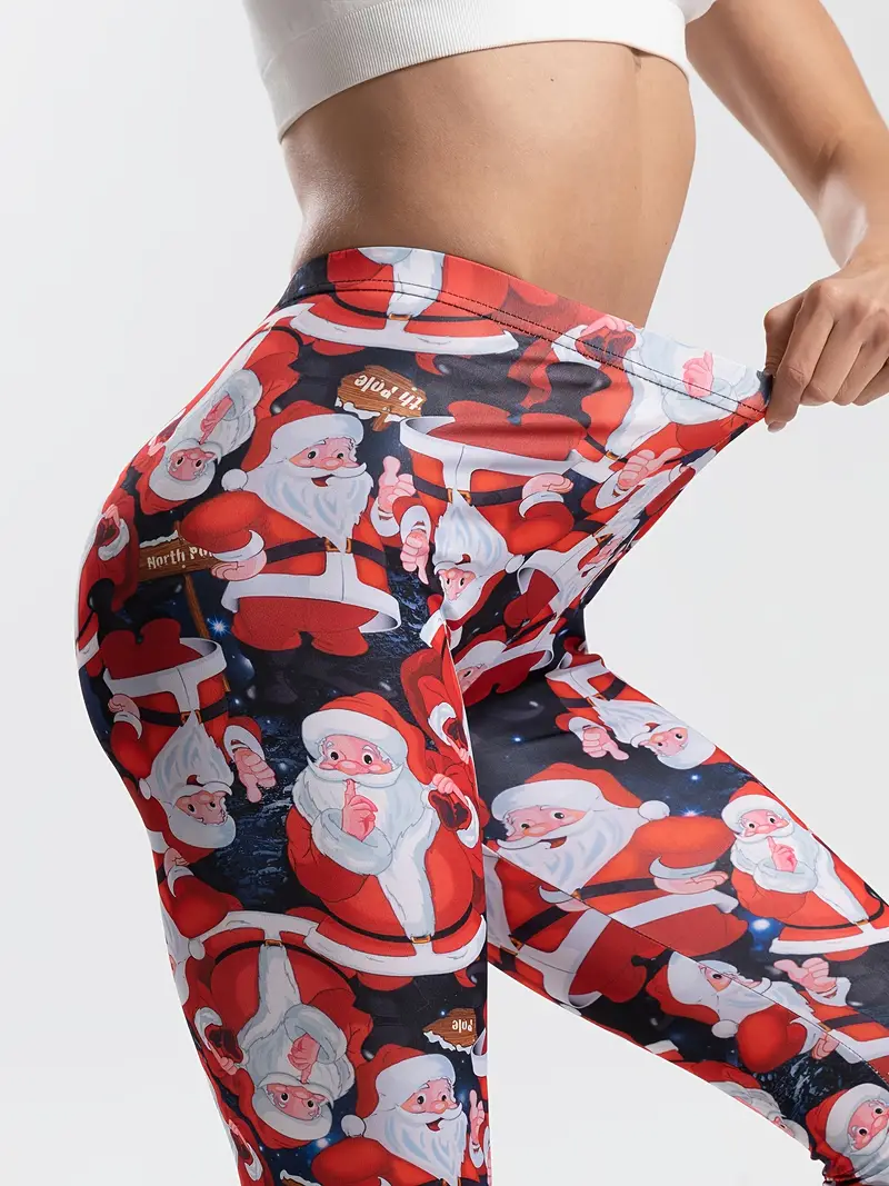 Women's Santa Claus Print Yoga Leggings Stretchy Activewear - Temu