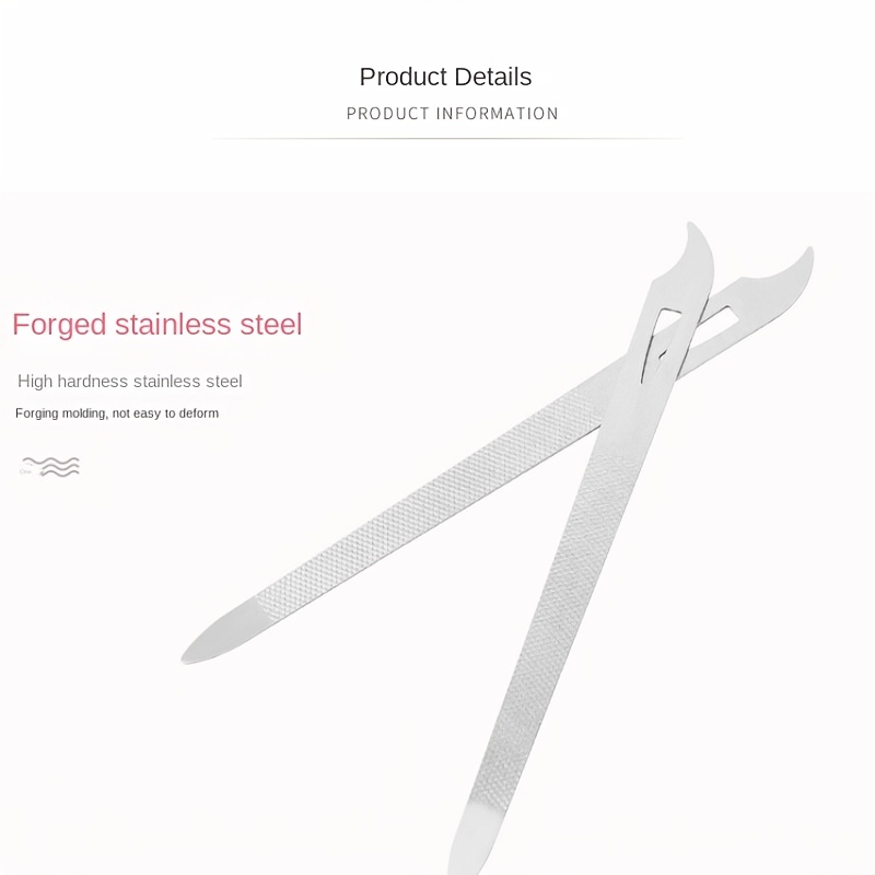 Stainless Steel Nail File Double Sided Buffer Manicure Nail Art Curved Tip