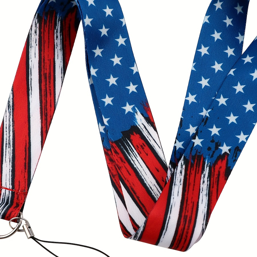 

Patriotic Polyester Lanyard With Id Holder, , Key Ring - Usa Themed , School, Events - Accessory Set