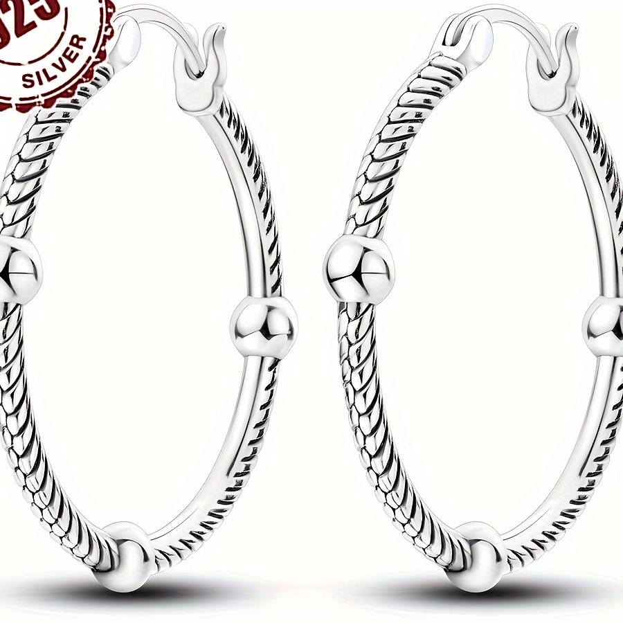 

925 Silver Earrings For Women With Snake Bone Pattern, Simple And Hypoallergenic, A Set Of Jewelry For Ladies As A Gift