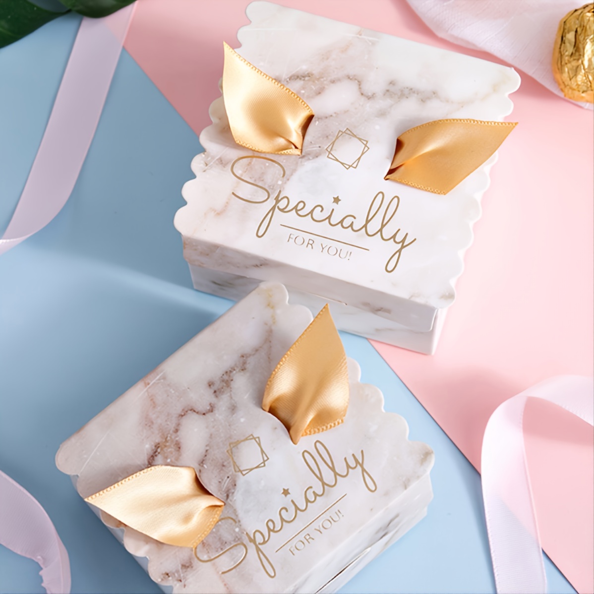 10pcs Marbled Gift Boxes Wings Candy Boxes