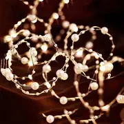 1pc led copper wire light battery box pearl string lights christmas wedding room decoration pearl shaped string lights 6 6ft 2m 20 lights details 1