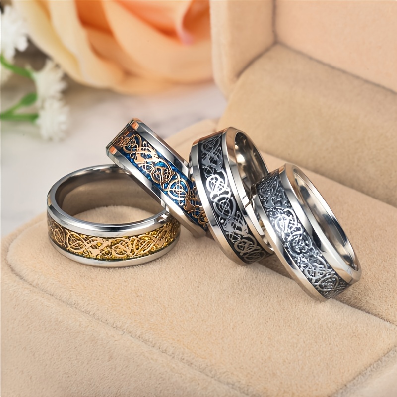 Men's Stylish Dragon Pattern Stainless Steel Ring