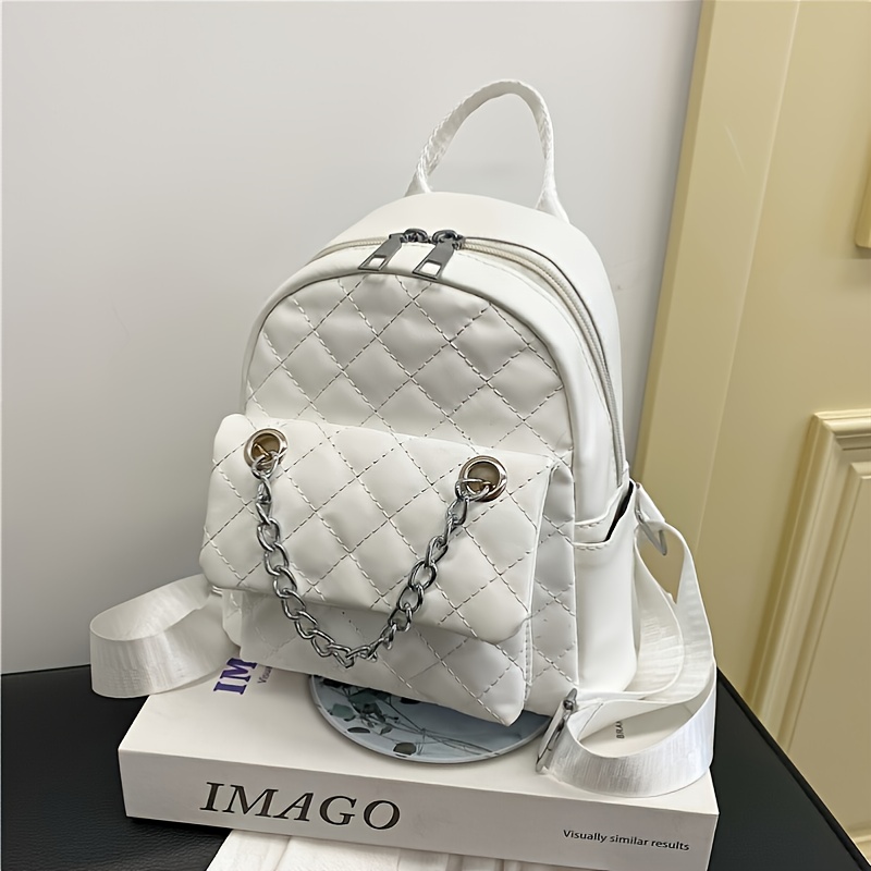 Mini Quilted Detail Chain Decor Classic Backpack For Women And Men, 90  Days Buyer Protection