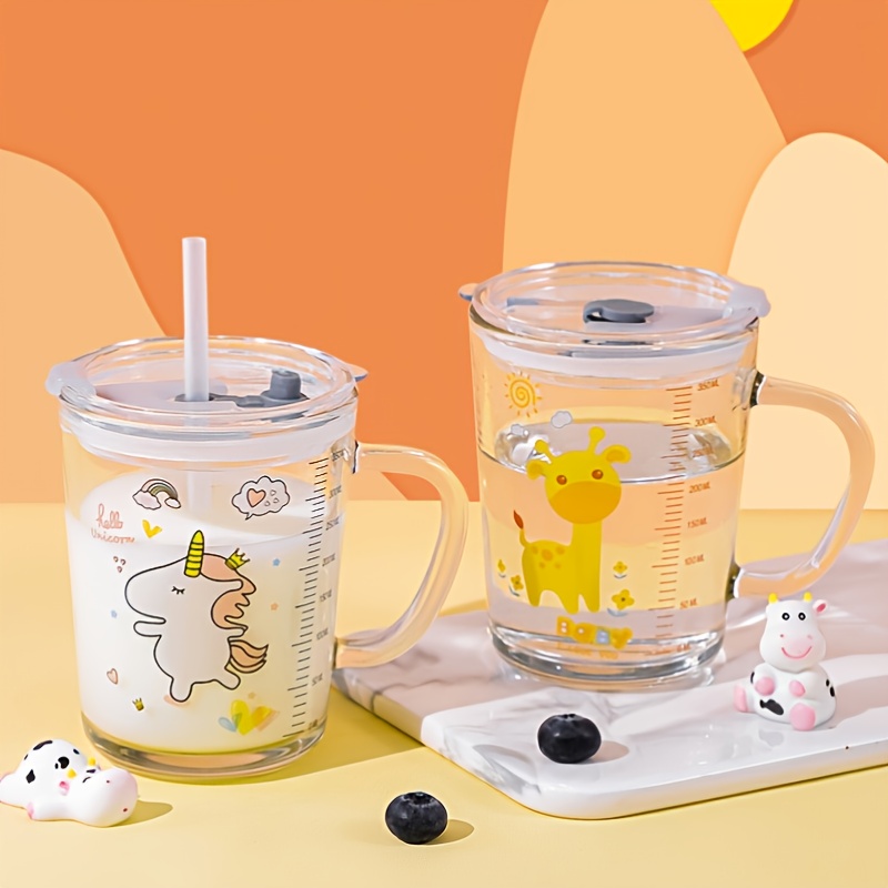 Cute Stainless Steel Milk Cup With Handle For Kids Learning Drinking Cup  Graduated Cup Straw Cup Children's Water Cups Colorful - AliExpress