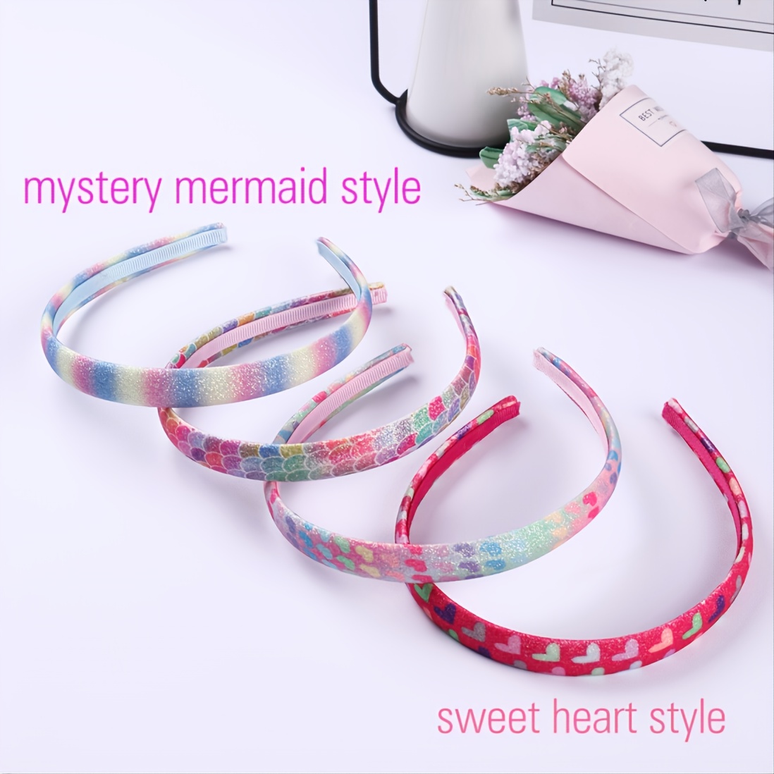 YONOY 15 Colors Sparkle Plastic Headbands For Girls Glitter Thin Head Bands  No Slip Fashion Girls
