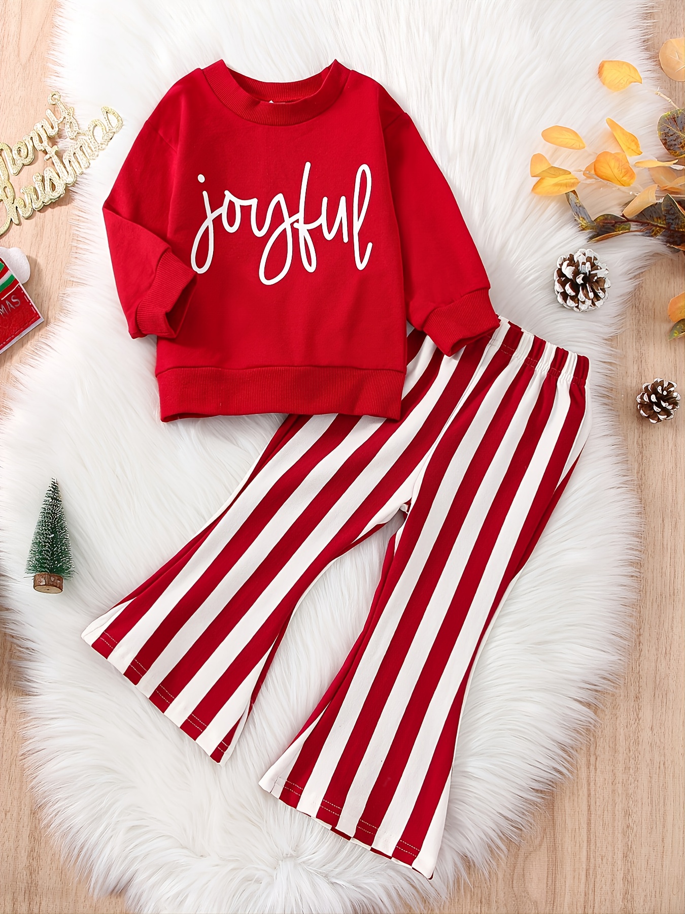 Girls Christmas Clothing Set New Solid Color Letter Print - Temu Canada