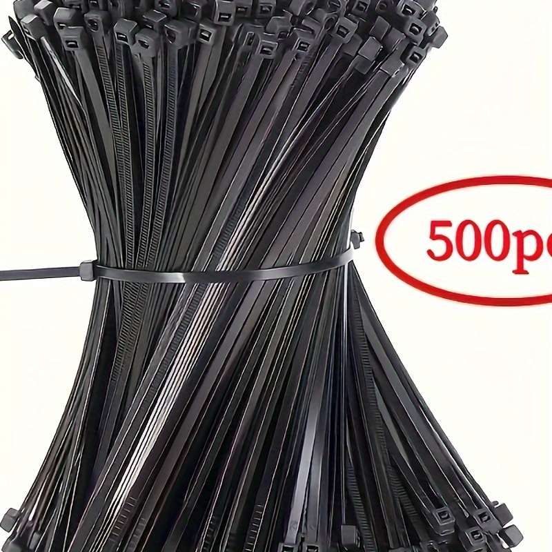 

500pcs Cable Zip Ties Heavy Duty 4inch/6inch/8inch/10 Inch/12 Inch Premium Plastic Wire Ties With 50 Pounds Tensile Strength, Self-locking Black Nylon Tie Wraps For Indoor And Outdoor