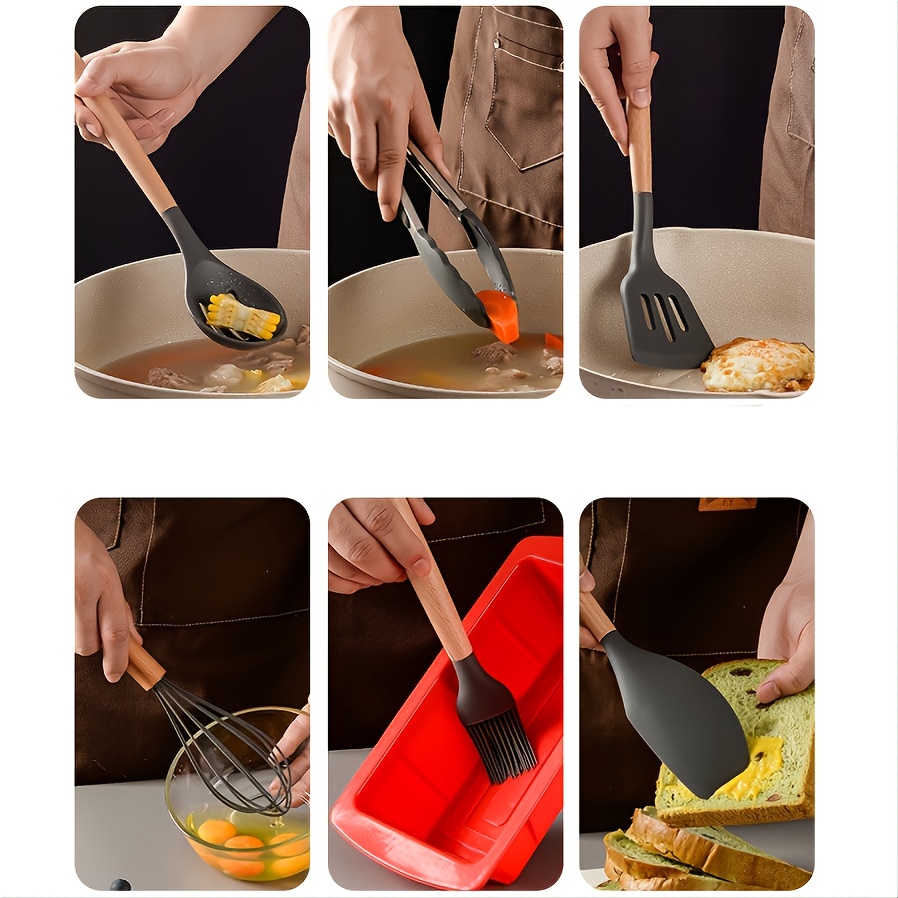 Heat Resistant Silicone Spatula Set For Cooking, Baking, And Mixing -  Non-stick Rubber Spatula, Oil Brush, And Back To School Supplies - Temu