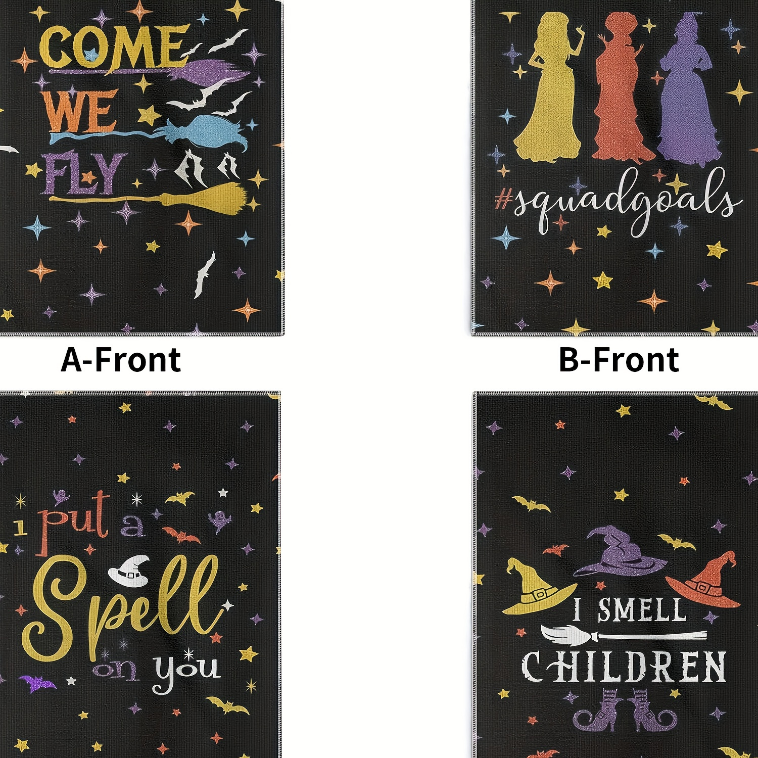 

Halloween Witch Themed Kitchen Dish Towels 4-pack, Super Soft Polyester Dishcloths, Contemporary Cartoon Witch & Sayings, Machine Washable, Woven Oblong Home Cleaning Supplies, Ideal Housewarming Gift